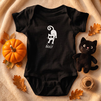 Boo White Cat Halloween Baby Bodysuit