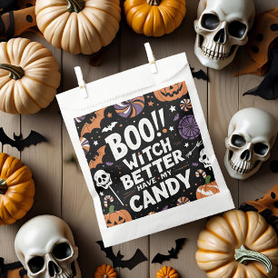 Boo! Witch Better Have My Candy Spooky Black Favour Bag