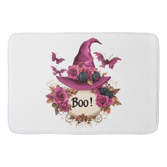 Boo!" Witch Hat Halloween Bath Mat (Front)