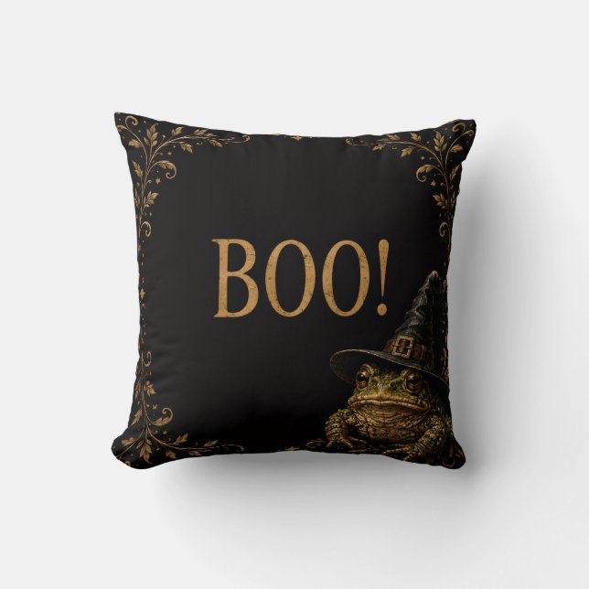 BOO! Witch Toad Halloween  Cushion (Front)