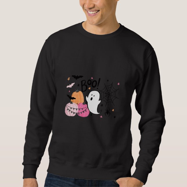 boo with ghost and pumpkins for halloween costume sweatshirt (Front)