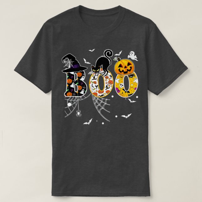 Boo With Spiders And Witch Hat Halloween  - 1  T-Shirt (Design Front)