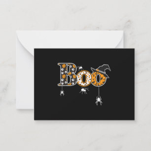 Boo With Spiders And Witch Hat Halloween Card