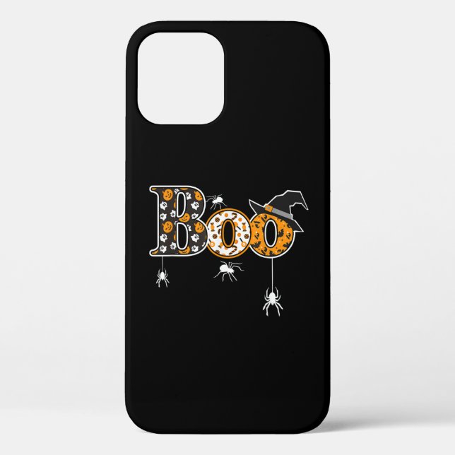 Boo With Spiders And Witch Hat Halloween Case-Mate iPhone Case (Back)