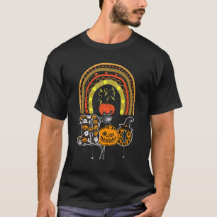 Boo With Spiders And Witch Hat Halloween Rainbow 1 T-Shirt