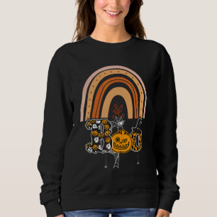 Boo With Spiders And Witch Hat Halloween Rainbow 2 Sweatshirt
