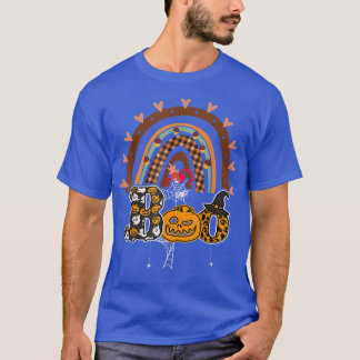 Boo With Spiders And Witch Hat Halloween Rainbow 2 T-Shirt