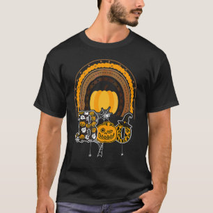 Boo With Spiders And Witch Hat Halloween Rainbow 2 T-Shirt