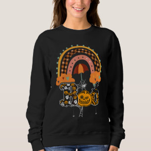 Boo With Spiders And Witch Hat Halloween Rainbow 3 Sweatshirt