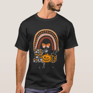 Boo With Spiders And Witch Hat Halloween Rainbow 3 T-Shirt