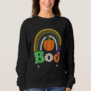 Boo With Spiders And Witch Hat Halloween Rainbow   Sweatshirt
