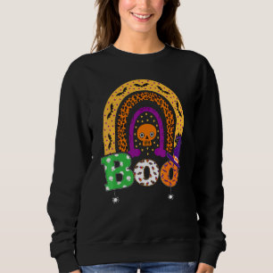 Boo With Spiders And Witch Hat Halloween Rainbow   Sweatshirt