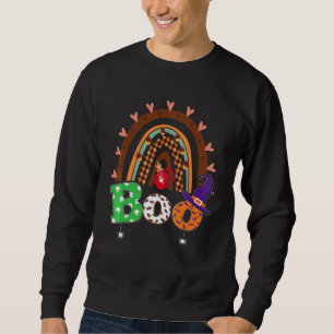 Boo With Spiders And Witch Hat Halloween Rainbow   Sweatshirt
