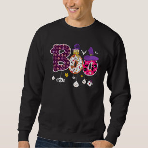 Boo With Spiders And Witch Hat Halloween Sweatshirt