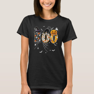 Boo With Spiders And Witch Hat Halloween T-Shirt