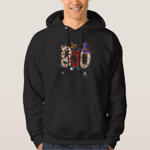 Boo With Spiders Witch Hat Halloween Costume Party Hoodie
