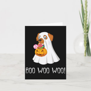 Boo Woo Woo Fun Cute Halloween Ghost Dog Women Tee Card
