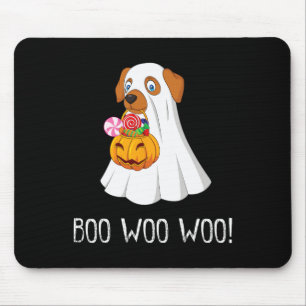 Boo Woo Woo Fun Cute Halloween Ghost Dog Women Tee Mouse Pad