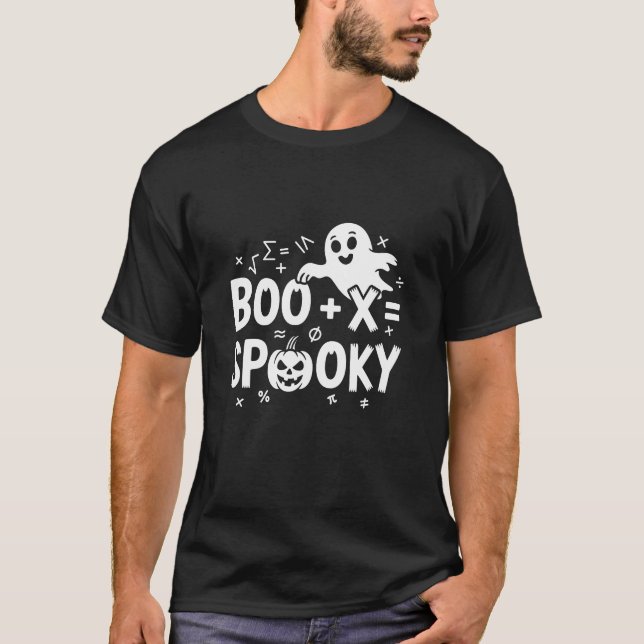 Boo + X = Spooky Funny Math Halloween Shirt (Front)