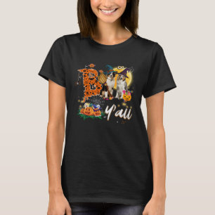 Boo Y all Cute Australian Shepherd Dog Loves Moon T-Shirt