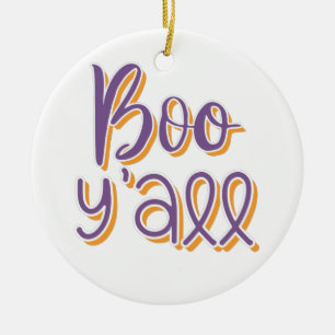 Boo Y’all – Elegant Halloween Calligraphy Ceramic Ornament