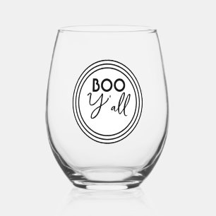 Boo Y’all Personalized Halloween Party Favor Stemless Wine Glass