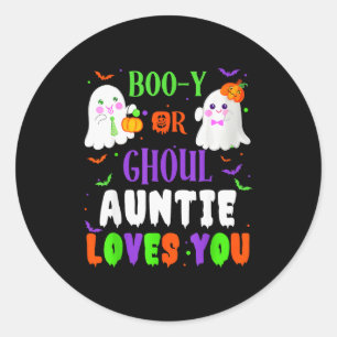 Boo-y Or Ghoul Auntie Loves You Boo Halloween Baby Classic Round Sticker