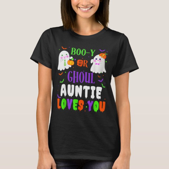 Boo-y Or Ghoul Auntie Loves You Boo Halloween Baby T-Shirt (Front)