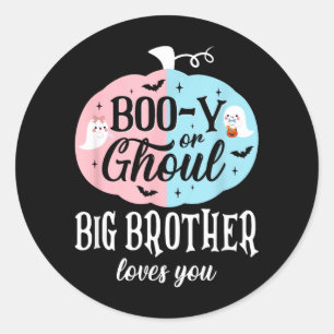 Boo-Y Or Ghoul Big Brother Loves Boo Halloween Classic Round Sticker