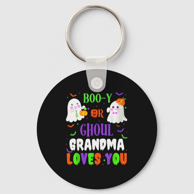 Boo-y Or Ghoul Grandma Loves You Boo Halloween Bab Key Ring (Front)
