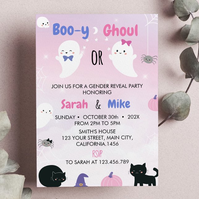 Boo y Or Ghoul Halloween Gender Reveal Invitation (Creator Uploaded)