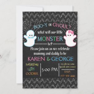 Boo-y or Ghoul Halloween Gender Reveal Invite