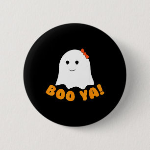 Boo Ya Booya Funny Cute Bow Halloween Ghost Pun 6 Cm Round Badge