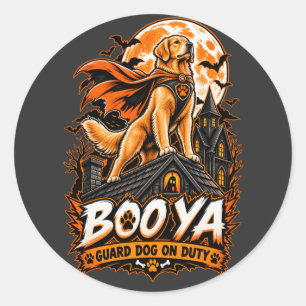 Boo Ya Guard Dog On Duty Golden Retriever Hallowee Classic Round Sticker