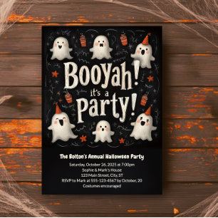 Boo Ya Halloween Cute Ghosts Booyah Costume Party Invitation