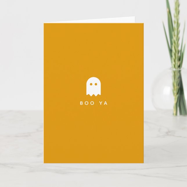 BOO YA | Halloween Ghost Modern Yah Fun Booya Card (Front)