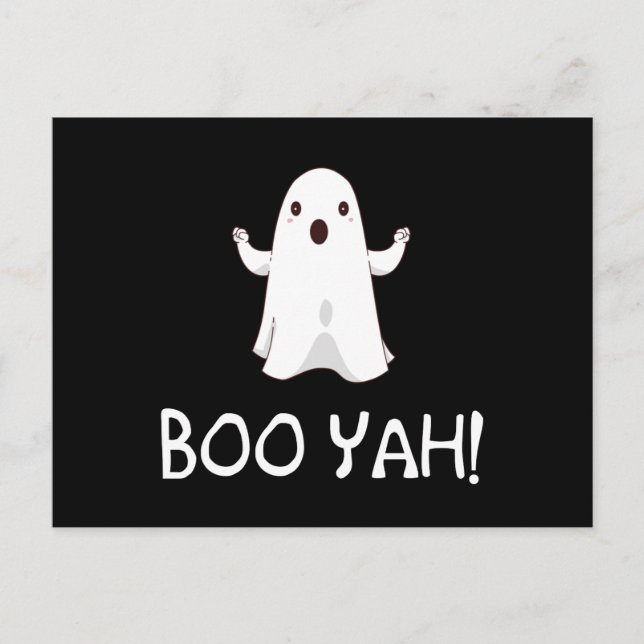 Boo Yah Funny Halloween Ghost Postcard (Front)