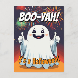 Boo-yah It's A Halloween Funny Happy Ghost Postcard