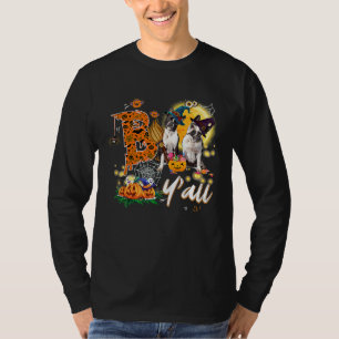 Boo Y'all Boston Terrier Dog Loves Moon Hat Witch T-Shirt