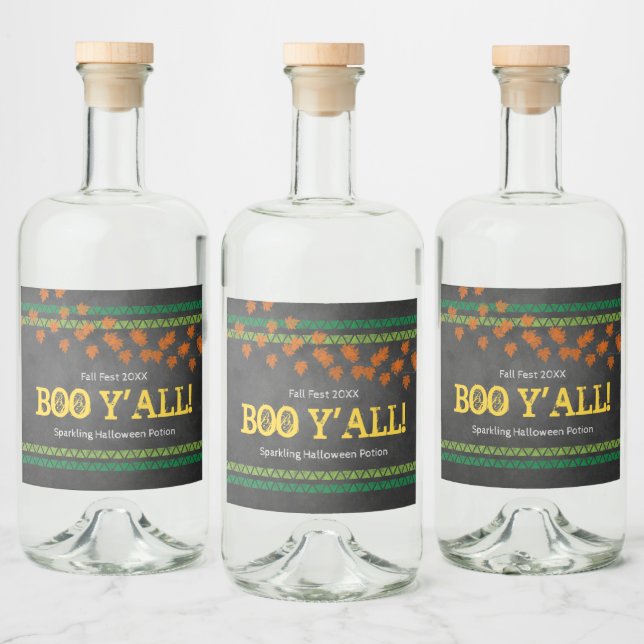 BOO Y'ALL Fall Fest Halloween Potion Fun Liquor Bottle Label (Bottles)