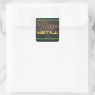Boo Y'all Fall Halloween Blackboard Fun Square Sticker