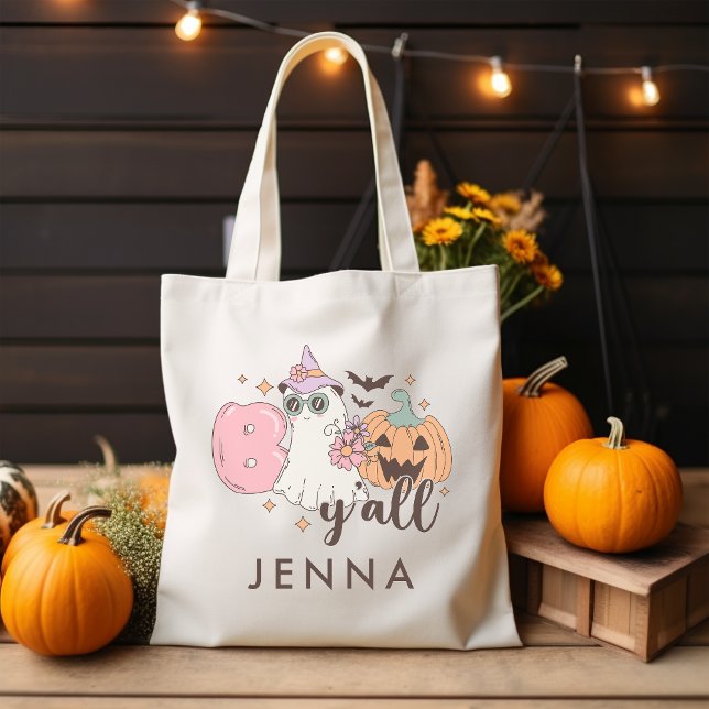 Boo y'all Retro Groovy Halloween Tote Bag (Creator Uploaded)