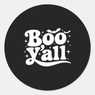 Boo Y'all Southern Retro Halloween Quote Saying Ba Classic Round Sticker