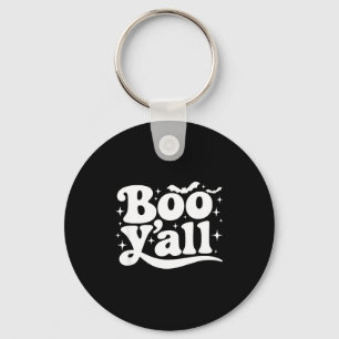 Boo Y'all Southern Retro Halloween Quote Saying Ba Key Ring