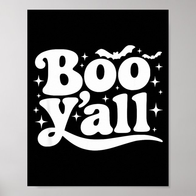 Boo Y'all Southern Retro Halloween Quote Saying Ba Poster (Front)