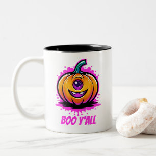 Boo Y'All, spooky adorable Halloween design Two-Tone Coffee Mug