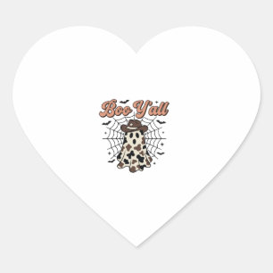 Boo Yall Western Ghost Halloween Design Heart Sticker