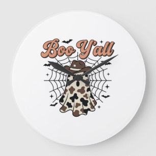 Boo Yall Western Ghost Halloween Design Large Clock