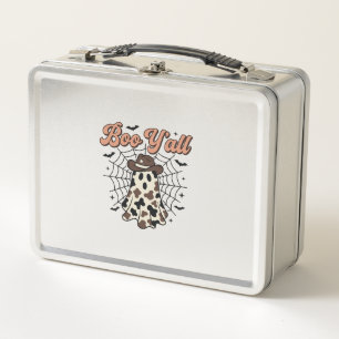 Boo Yall Western Ghost Halloween Design Metal Lunch Box