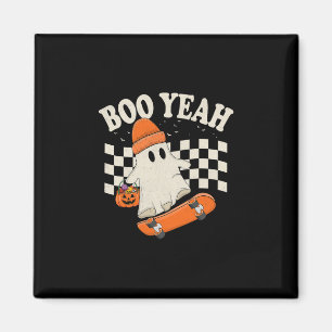 Boo Yeah Ghost Skateboarding Funny Halloween Ghost Magnet